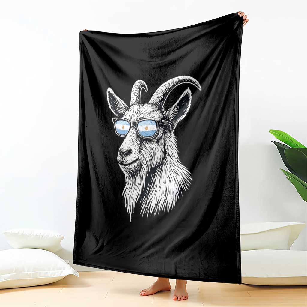 Cool Goat With Sunglasses Argentinian Flag Throw Blanket Argentina Soccer Football Game Day Supporter
