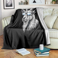 Cool Goat With Sunglasses Argentinian Flag Throw Blanket Argentina Soccer Football Game Day Supporter