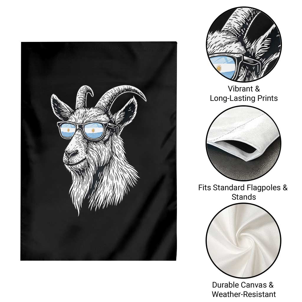 Cool Goat With Sunglasses Argentinian Flag Garden Flag Argentina Soccer Football Game Day Supporter