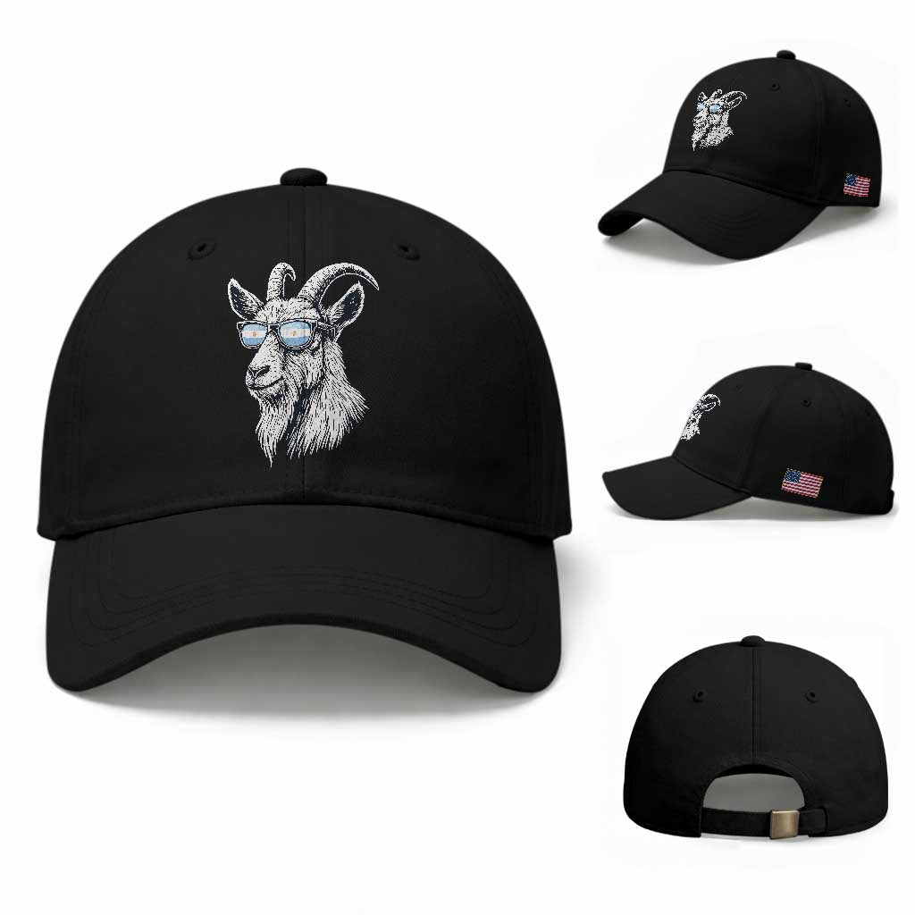 Cool Goat With Sunglasses Argentinian Flag Baseball Cap Argentina Soccer Football Game Day Supporter