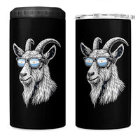Cool Goat With Sunglasses Argentinian Flag 4 in 1 Can Cooler Tumbler Argentina Soccer Football Game Day Supporter