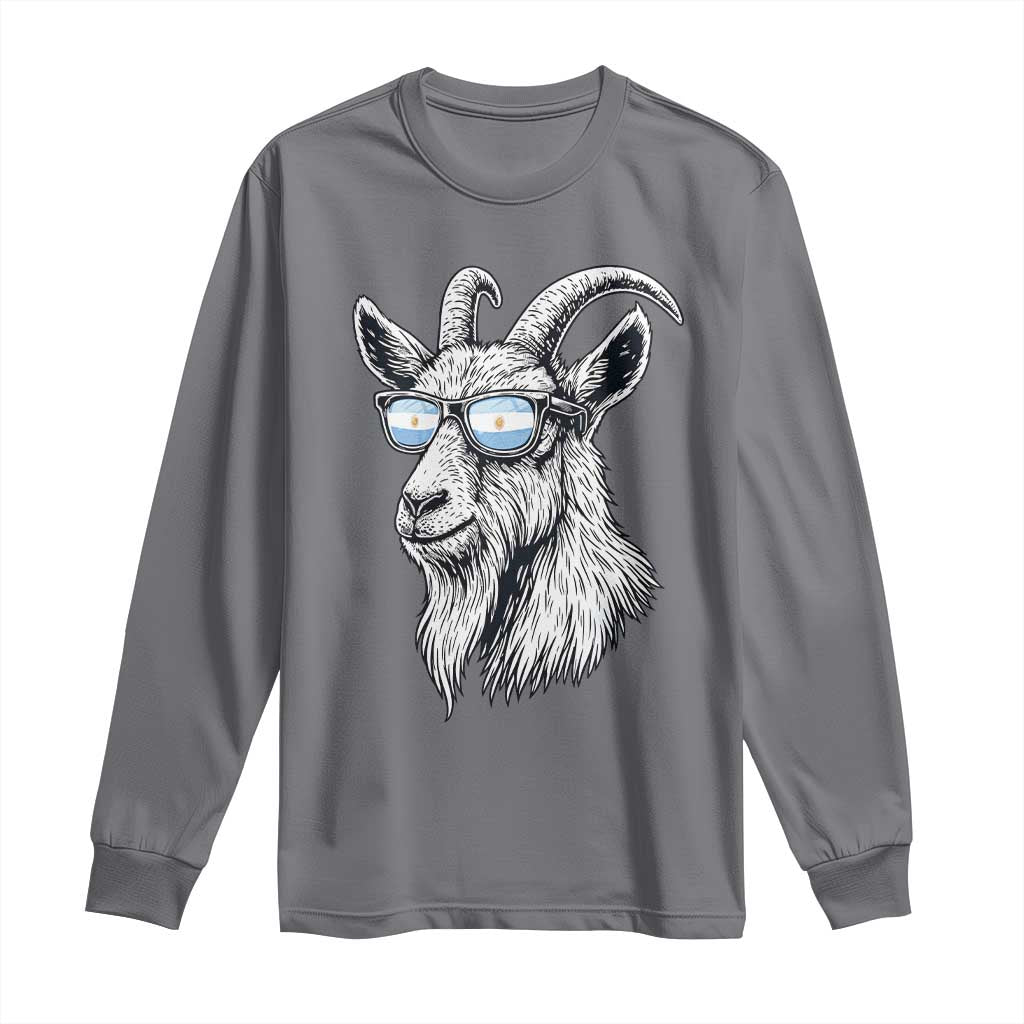 Cool Goat With Sunglasses Argentinian Flag Long Sleeve Shirt Argentina Soccer Football Game Day Supporter