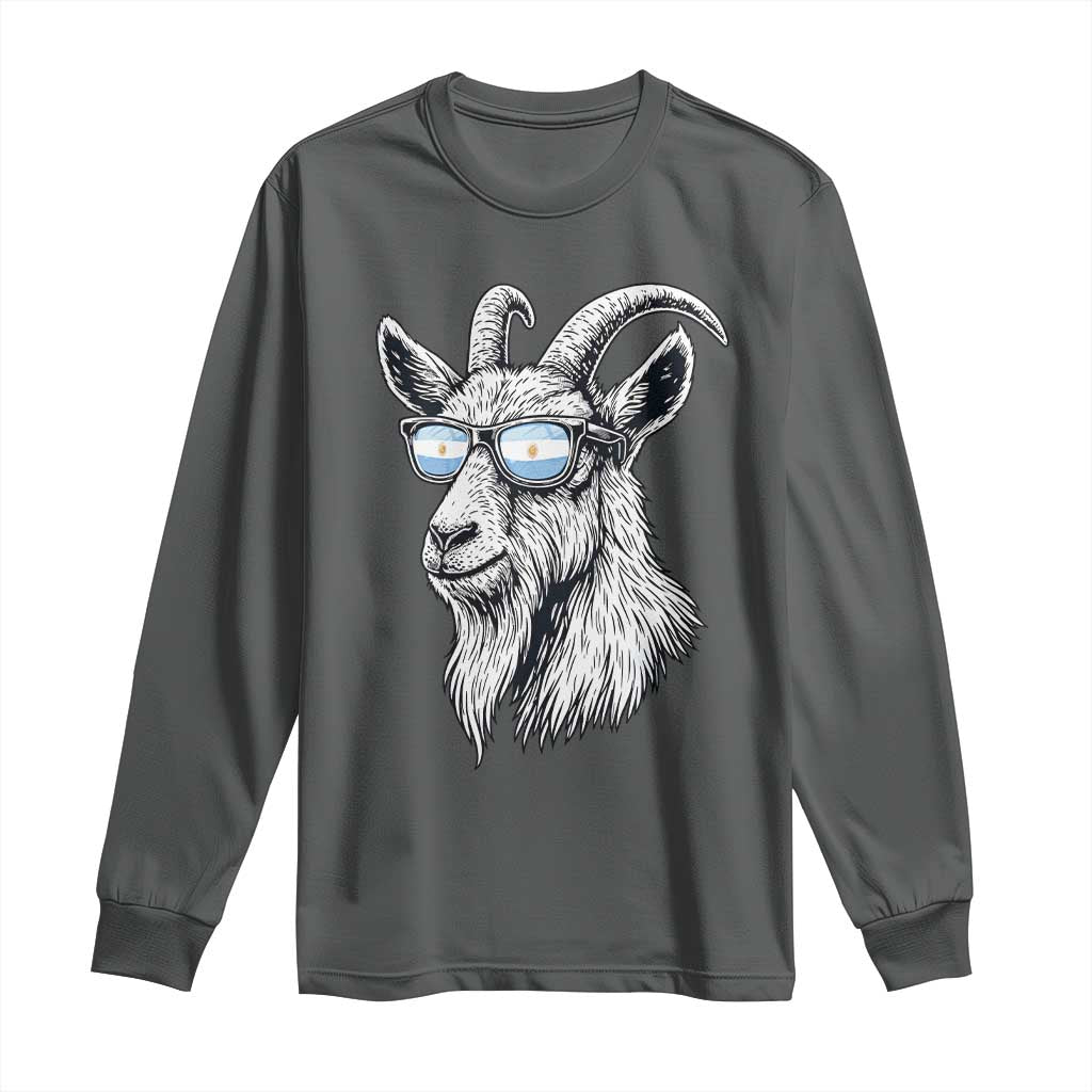 Cool Goat With Sunglasses Argentinian Flag Long Sleeve Shirt Argentina Soccer Football Game Day Supporter