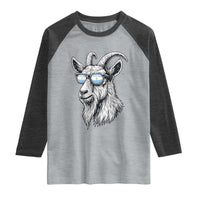 Cool Goat With Sunglasses Argentinian Flag Raglan Shirt Argentina Soccer Football Game Day Supporter