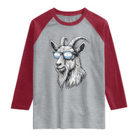 Cool Goat With Sunglasses Argentinian Flag Raglan Shirt Argentina Soccer Football Game Day Supporter