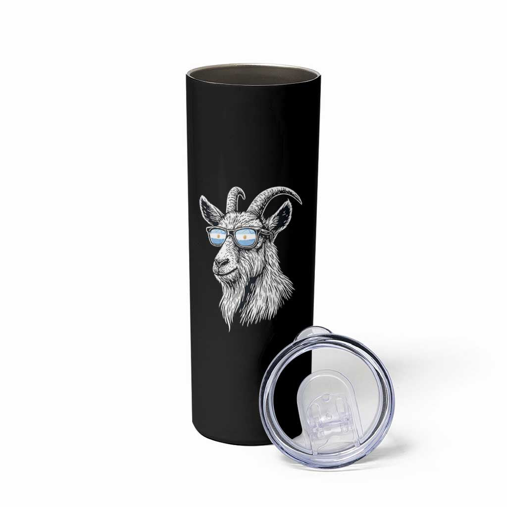 Cool Goat With Sunglasses Argentinian Flag Skinny Tumbler Argentina Soccer Football Game Day Supporter