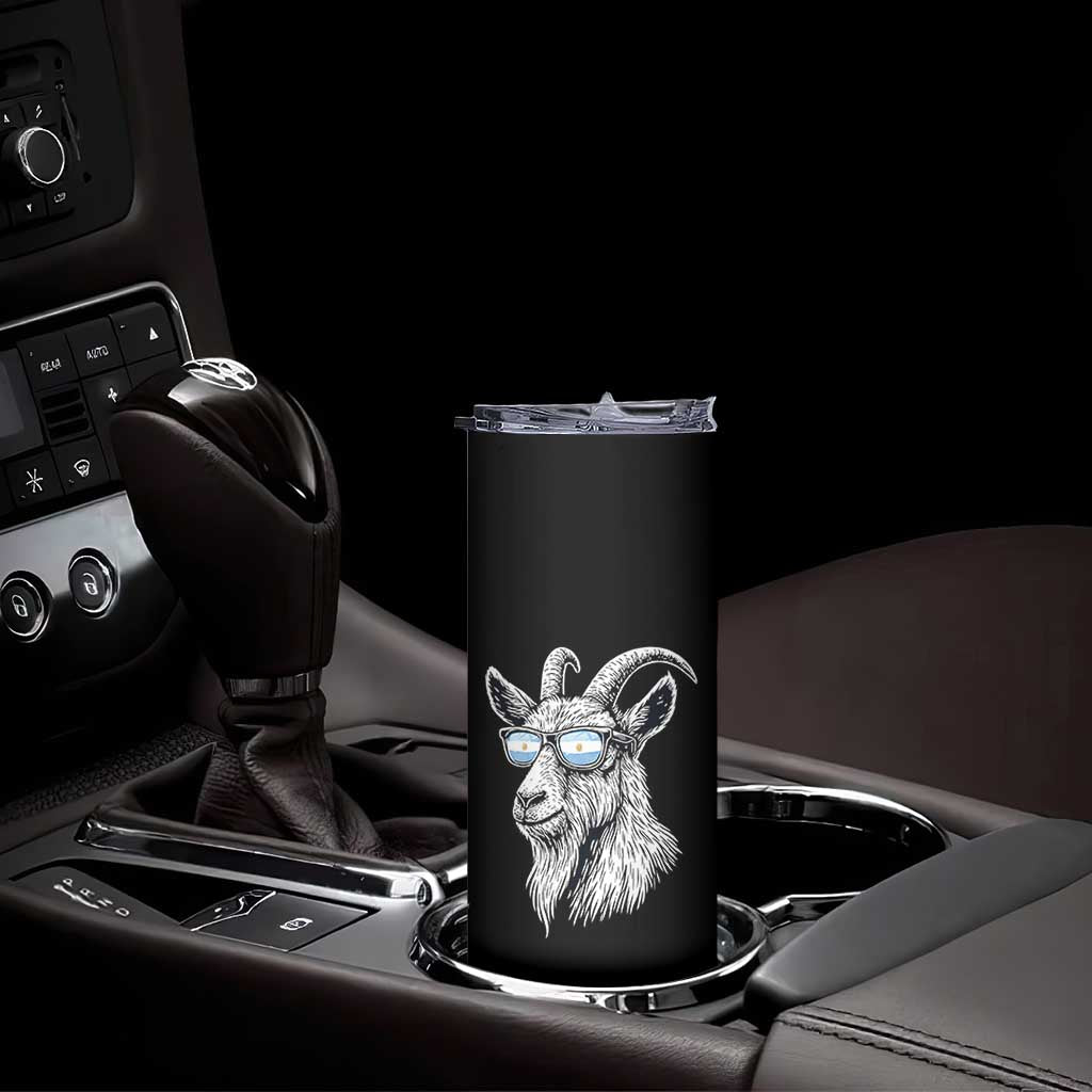 Cool Goat With Sunglasses Argentinian Flag Skinny Tumbler Argentina Soccer Football Game Day Supporter