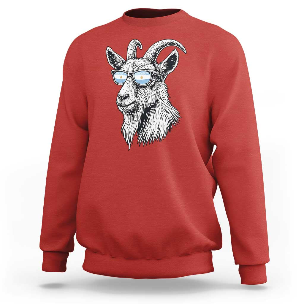Cool Goat With Sunglasses Argentinian Flag Sweatshirt Argentina Soccer Football Game Day Supporter