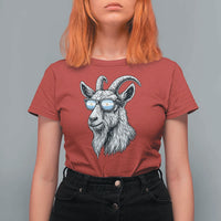 Cool Goat With Sunglasses Argentinian Flag T Shirt For Women Argentina Soccer Football Game Day Supporter