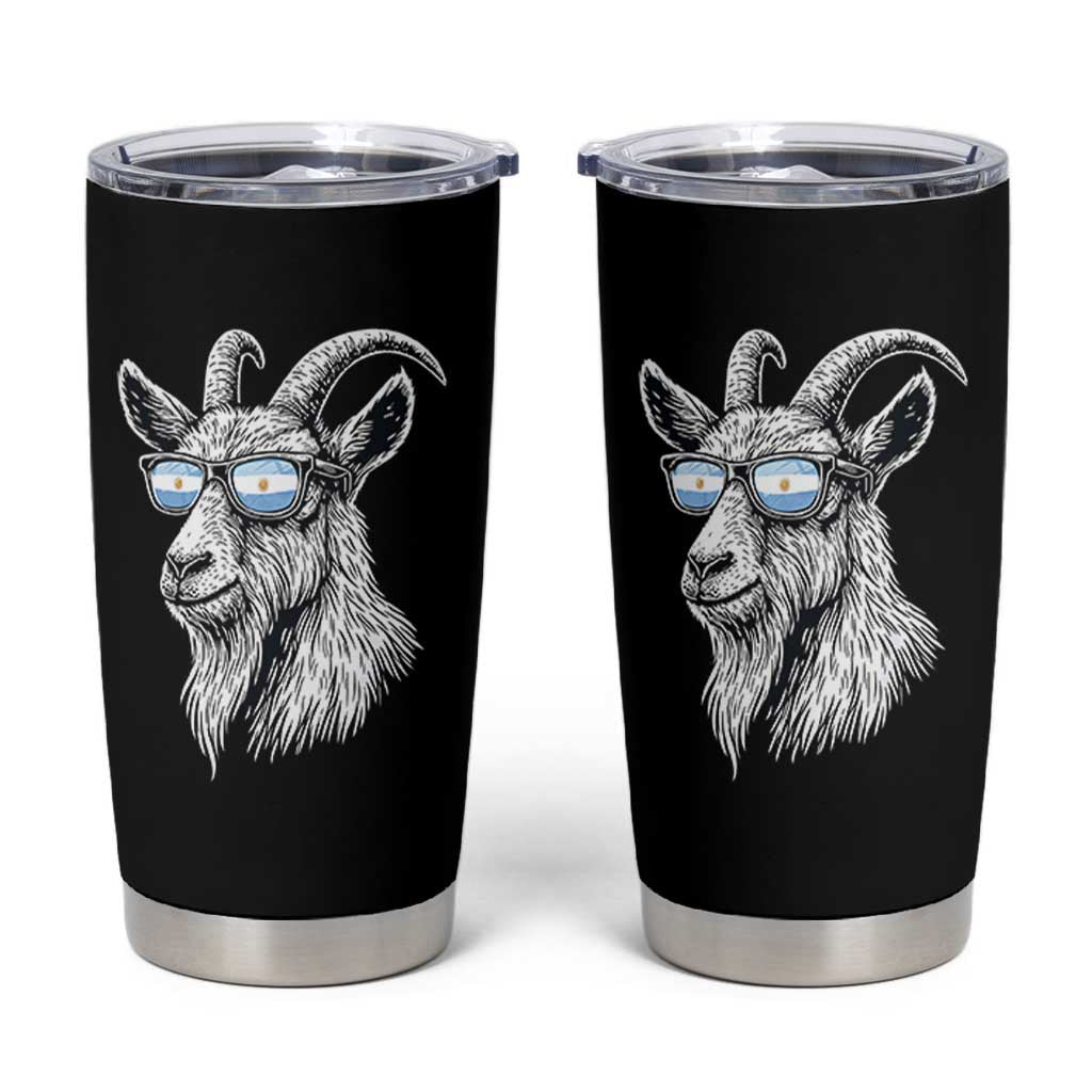 Cool Goat With Sunglasses Argentinian Flag Tumbler Cup Argentina Soccer Football Game Day Supporter
