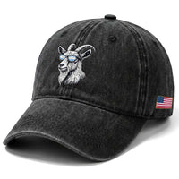 Cool Goat With Sunglasses Argentinian Flag Washed Cotton Baseball Cap Argentina Soccer Football Game Day Supporter
