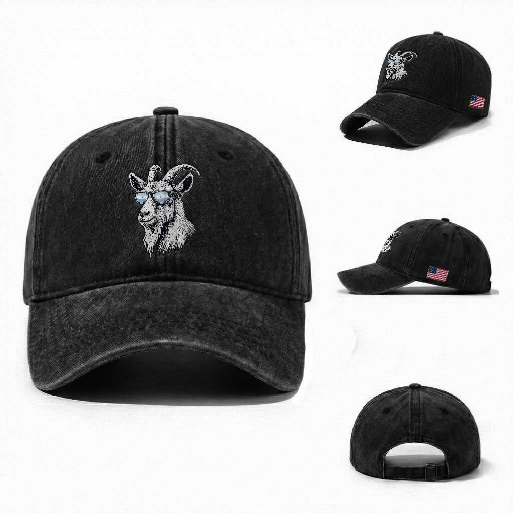 Cool Goat With Sunglasses Argentinian Flag Washed Cotton Baseball Cap Argentina Soccer Football Game Day Supporter