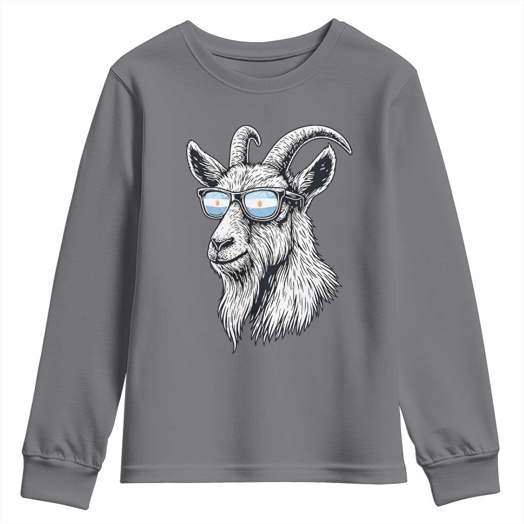 Cool Goat With Sunglasses Argentinian Flag Youth Sweatshirt Argentina Soccer Football Game Day Supporter