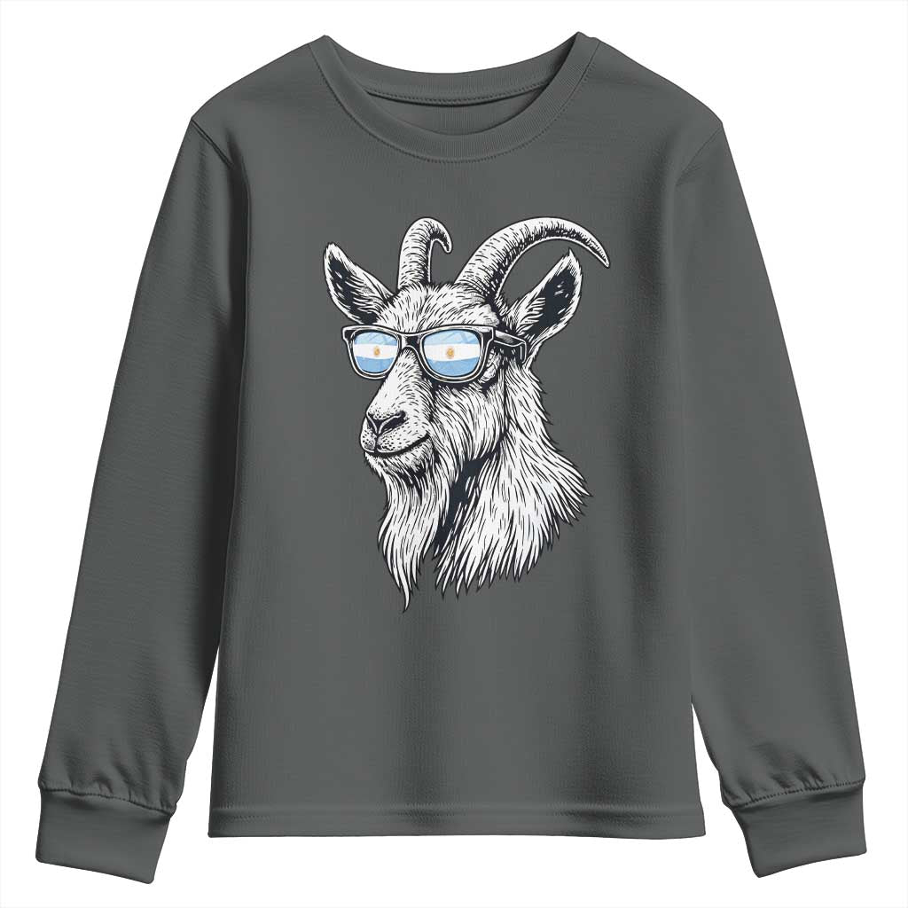 Cool Goat With Sunglasses Argentinian Flag Youth Sweatshirt Argentina Soccer Football Game Day Supporter
