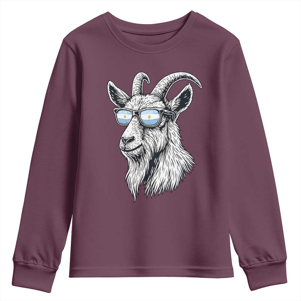 Cool Goat With Sunglasses Argentinian Flag Youth Sweatshirt Argentina Soccer Football Game Day Supporter