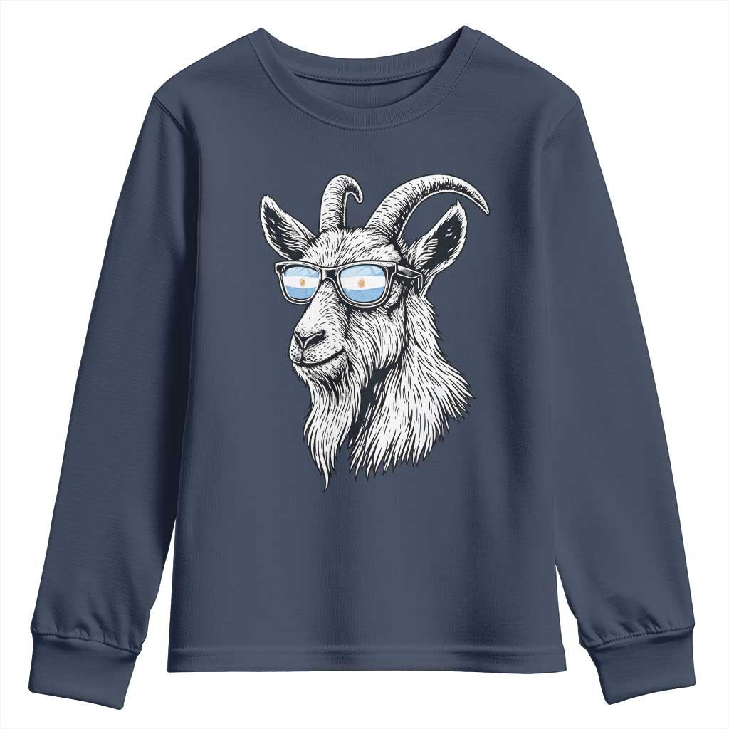 Cool Goat With Sunglasses Argentinian Flag Youth Sweatshirt Argentina Soccer Football Game Day Supporter