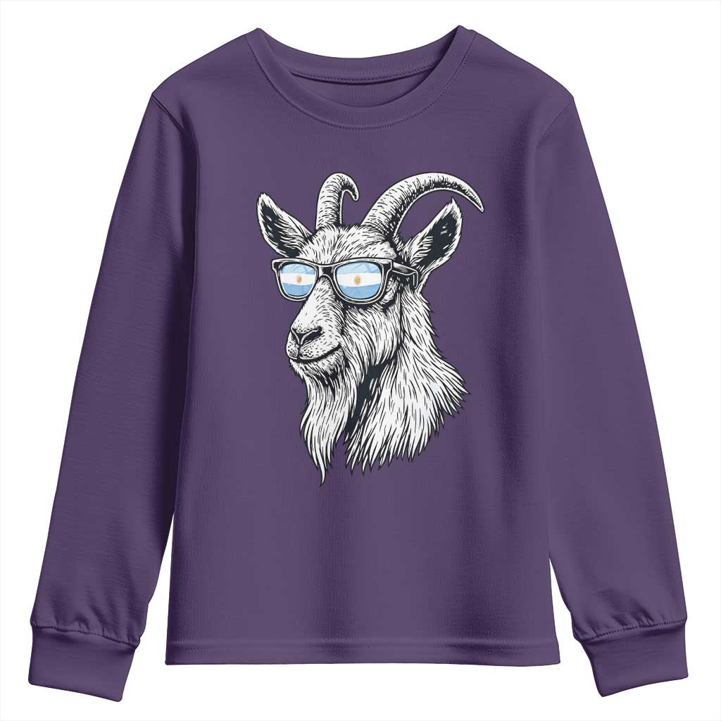 Cool Goat With Sunglasses Argentinian Flag Youth Sweatshirt Argentina Soccer Football Game Day Supporter