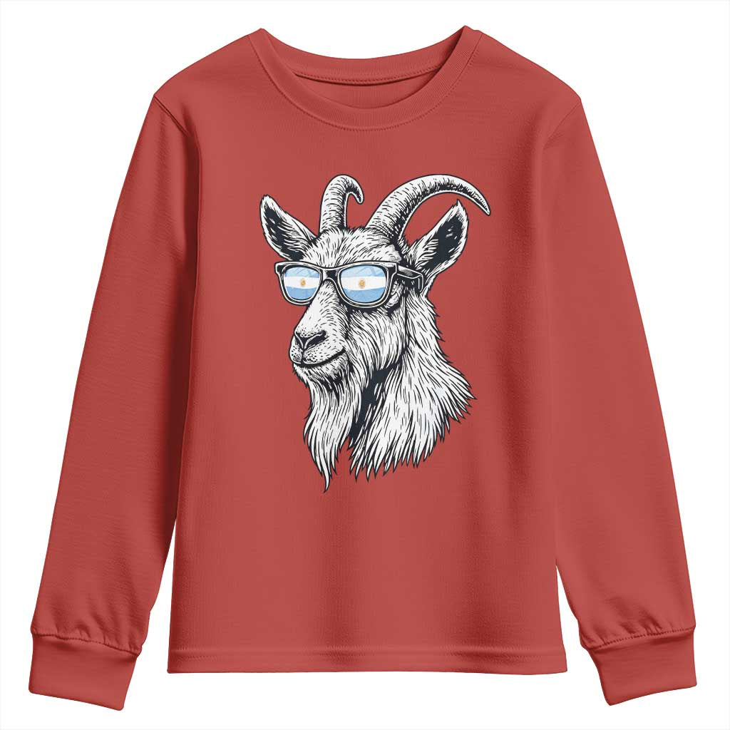 Cool Goat With Sunglasses Argentinian Flag Youth Sweatshirt Argentina Soccer Football Game Day Supporter