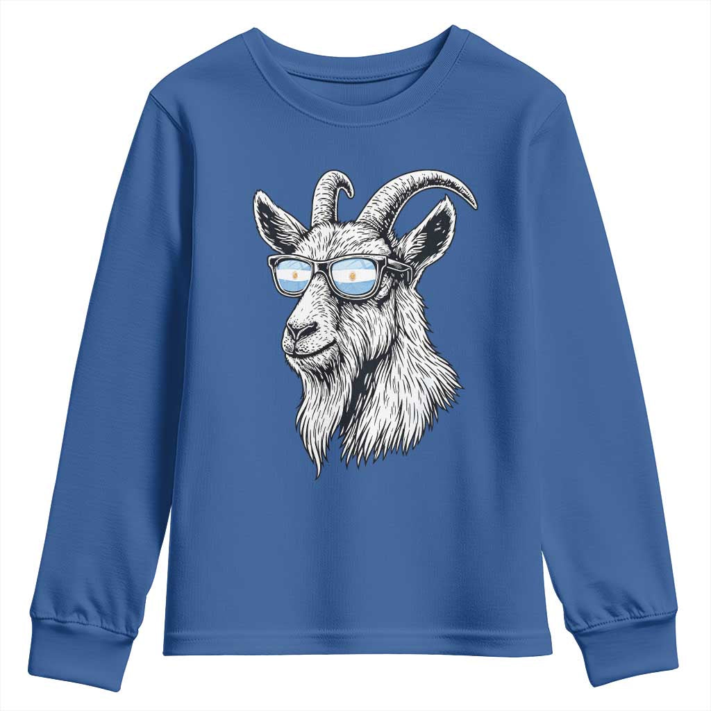 Cool Goat With Sunglasses Argentinian Flag Youth Sweatshirt Argentina Soccer Football Game Day Supporter
