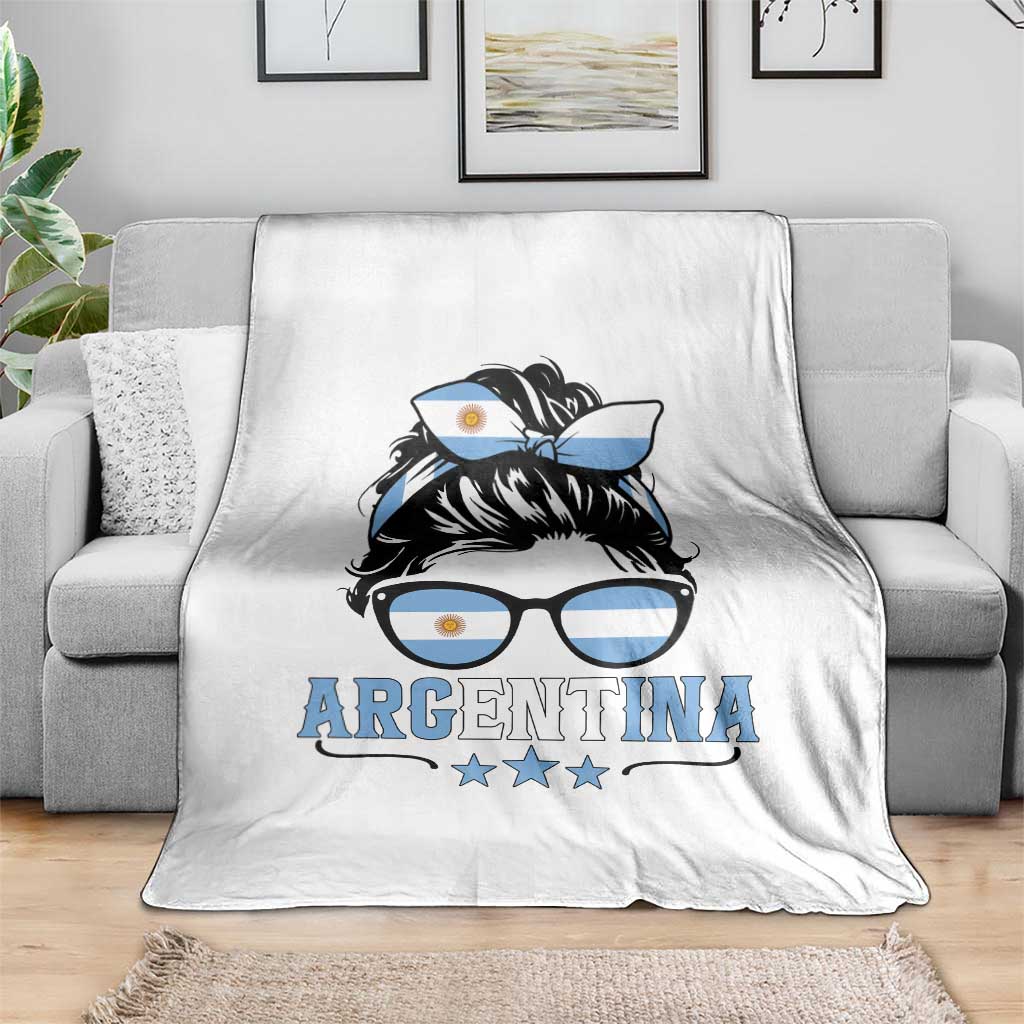 Argentina Messy Bun Proud Argentinian Flag Throw Blanket