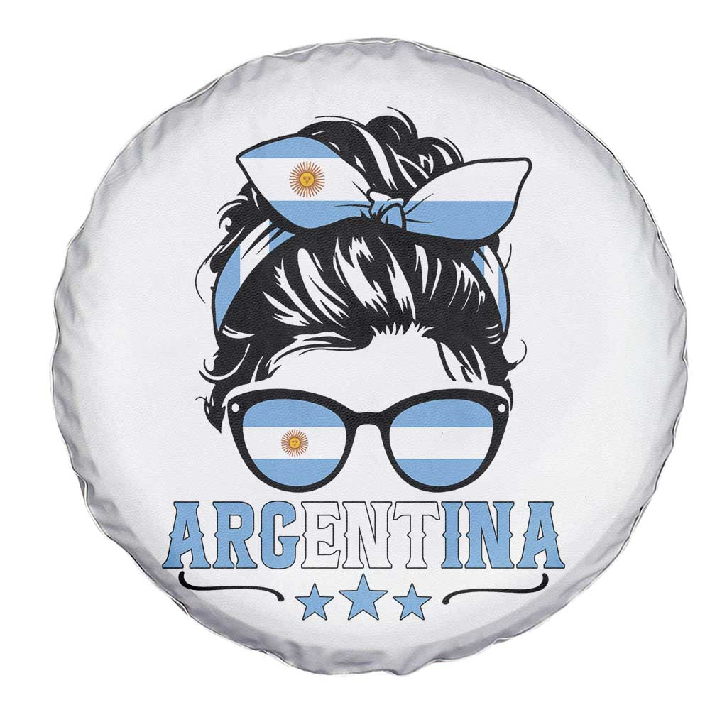 Argentina Messy Bun Proud Argentinian Flag Spare Tire Cover