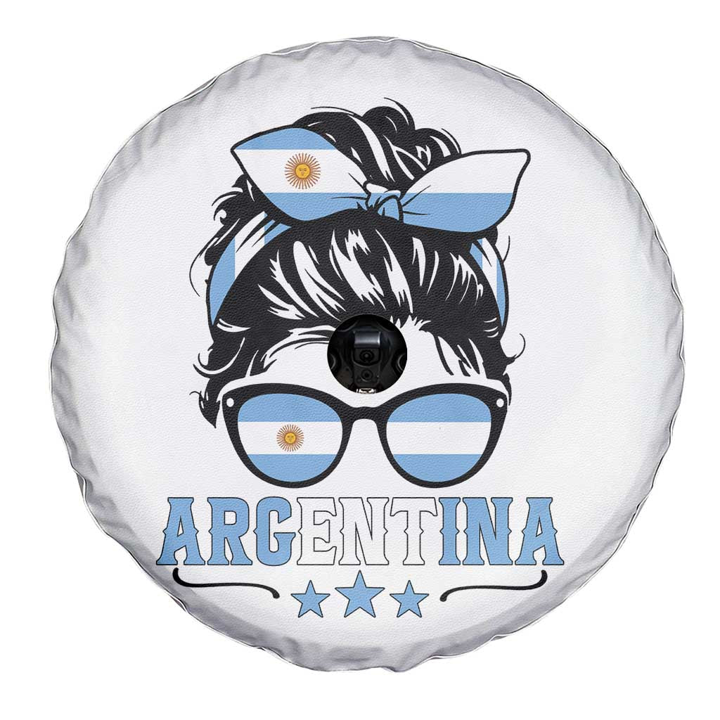 Argentina Messy Bun Proud Argentinian Flag Spare Tire Cover