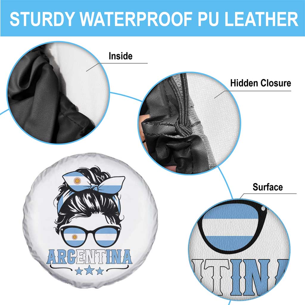 Argentina Messy Bun Proud Argentinian Flag Spare Tire Cover