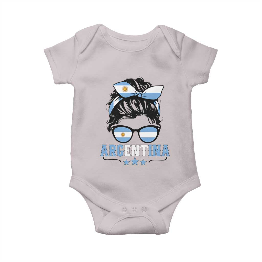 Argentina Messy Bun Proud Argentinian Flag Baby Onesie