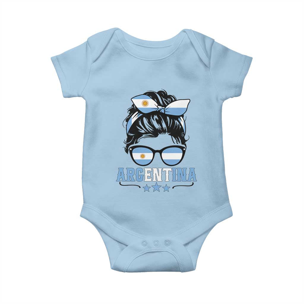 Argentina Messy Bun Proud Argentinian Flag Baby Onesie