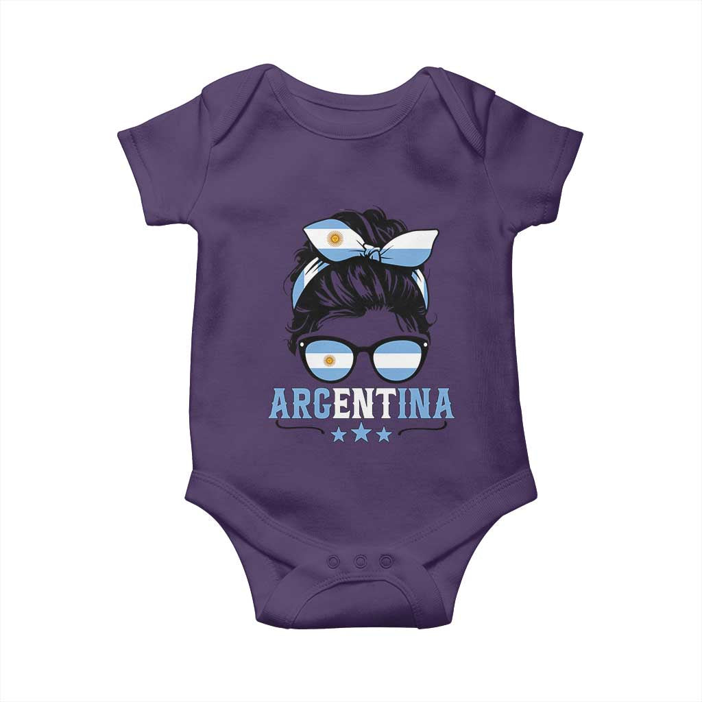 Argentina Messy Bun Proud Argentinian Flag Baby Onesie