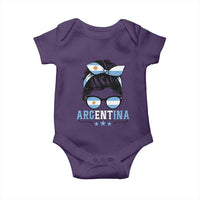 Argentina Messy Bun Proud Argentinian Flag Baby Onesie