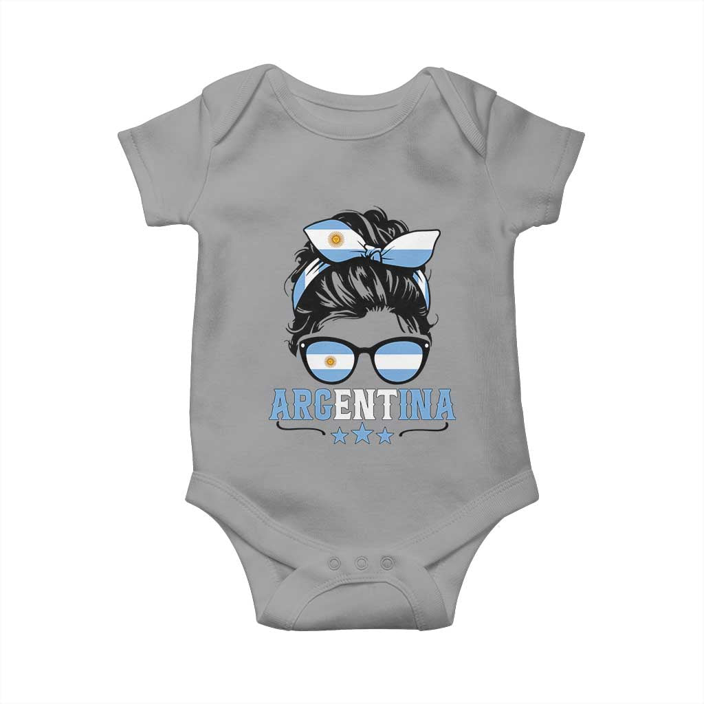 Argentina Messy Bun Proud Argentinian Flag Baby Onesie