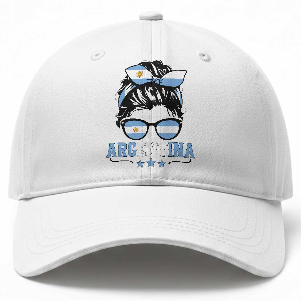 Argentina Messy Bun Proud Argentinian Flag Baseball Cap