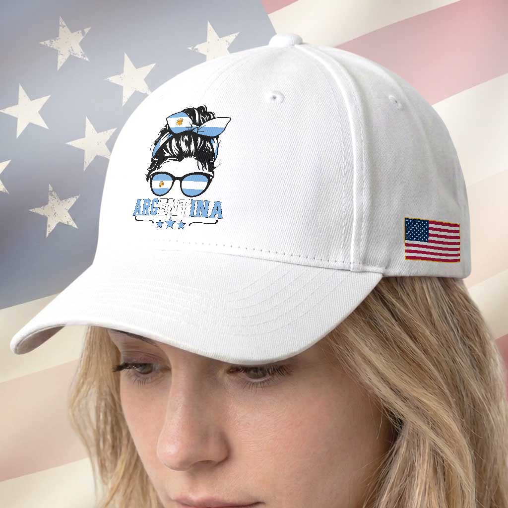 Argentina Messy Bun Proud Argentinian Flag Baseball Cap