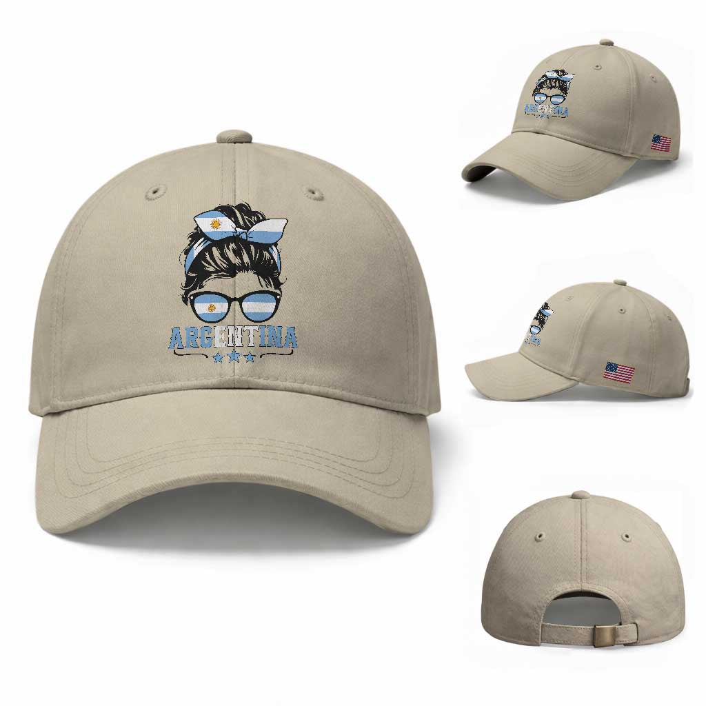 Argentina Messy Bun Proud Argentinian Flag Baseball Cap