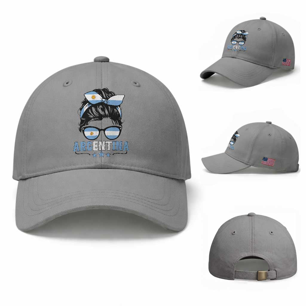 Argentina Messy Bun Proud Argentinian Flag Baseball Cap