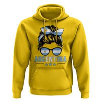 Argentina Messy Bun Proud Argentinian Flag Hoodie