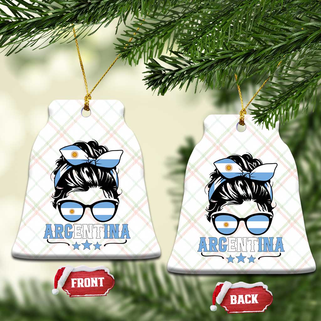 Argentina Messy Bun Proud Argentinian Flag Ceramic Ornament