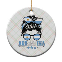 Argentina Messy Bun Proud Argentinian Flag Ceramic Ornament