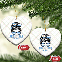 Argentina Messy Bun Proud Argentinian Flag Ceramic Ornament