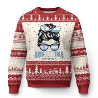 Argentina Messy Bun Proud Argentinian Flag Ugly Christmas Sweater