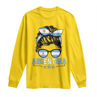 Argentina Messy Bun Proud Argentinian Flag Long Sleeve Shirt
