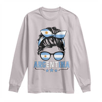 Argentina Messy Bun Proud Argentinian Flag Long Sleeve Shirt