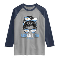 Argentina Messy Bun Proud Argentinian Flag Raglan Shirt