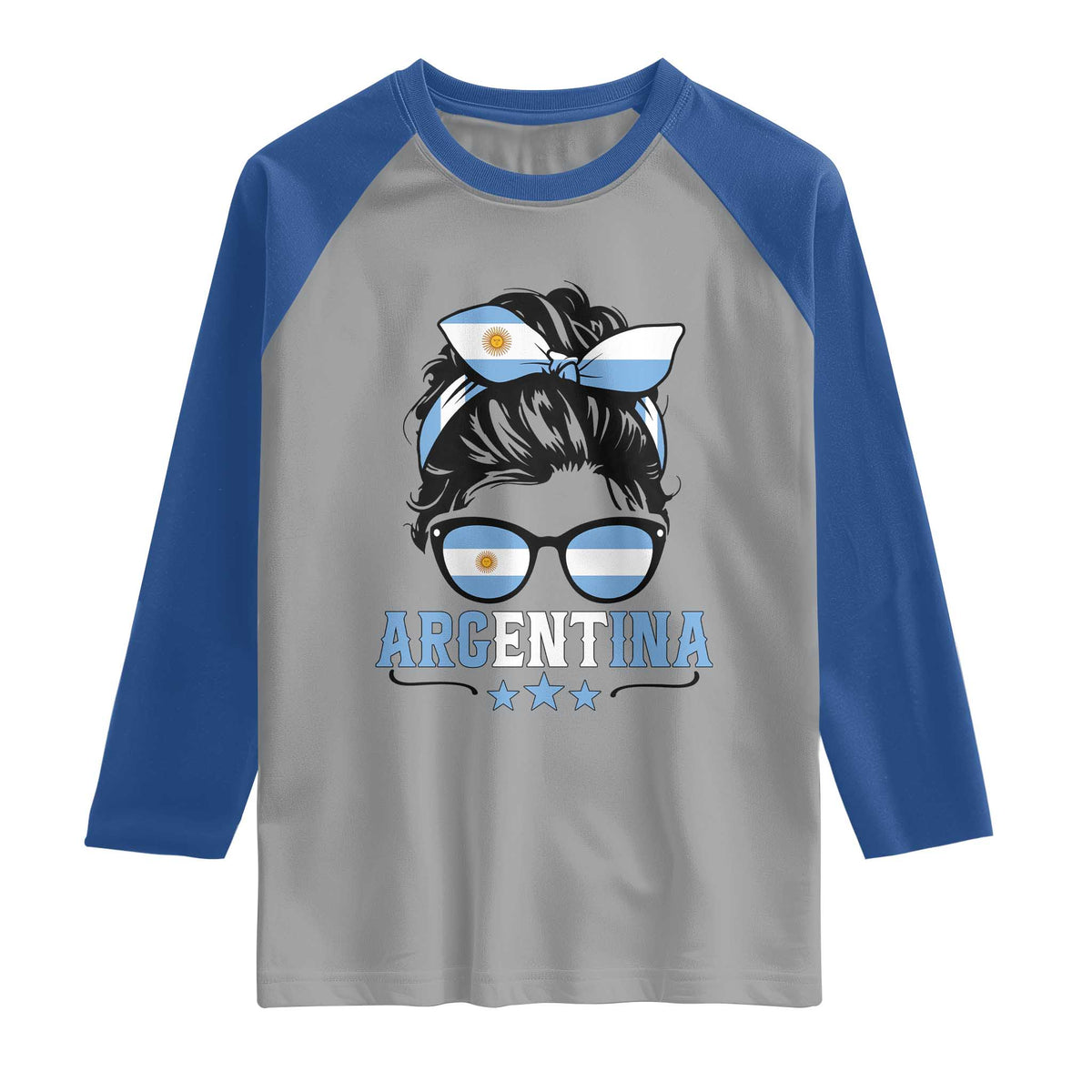 Argentina Messy Bun Proud Argentinian Flag Raglan Shirt