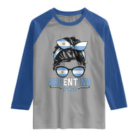 Argentina Messy Bun Proud Argentinian Flag Raglan Shirt