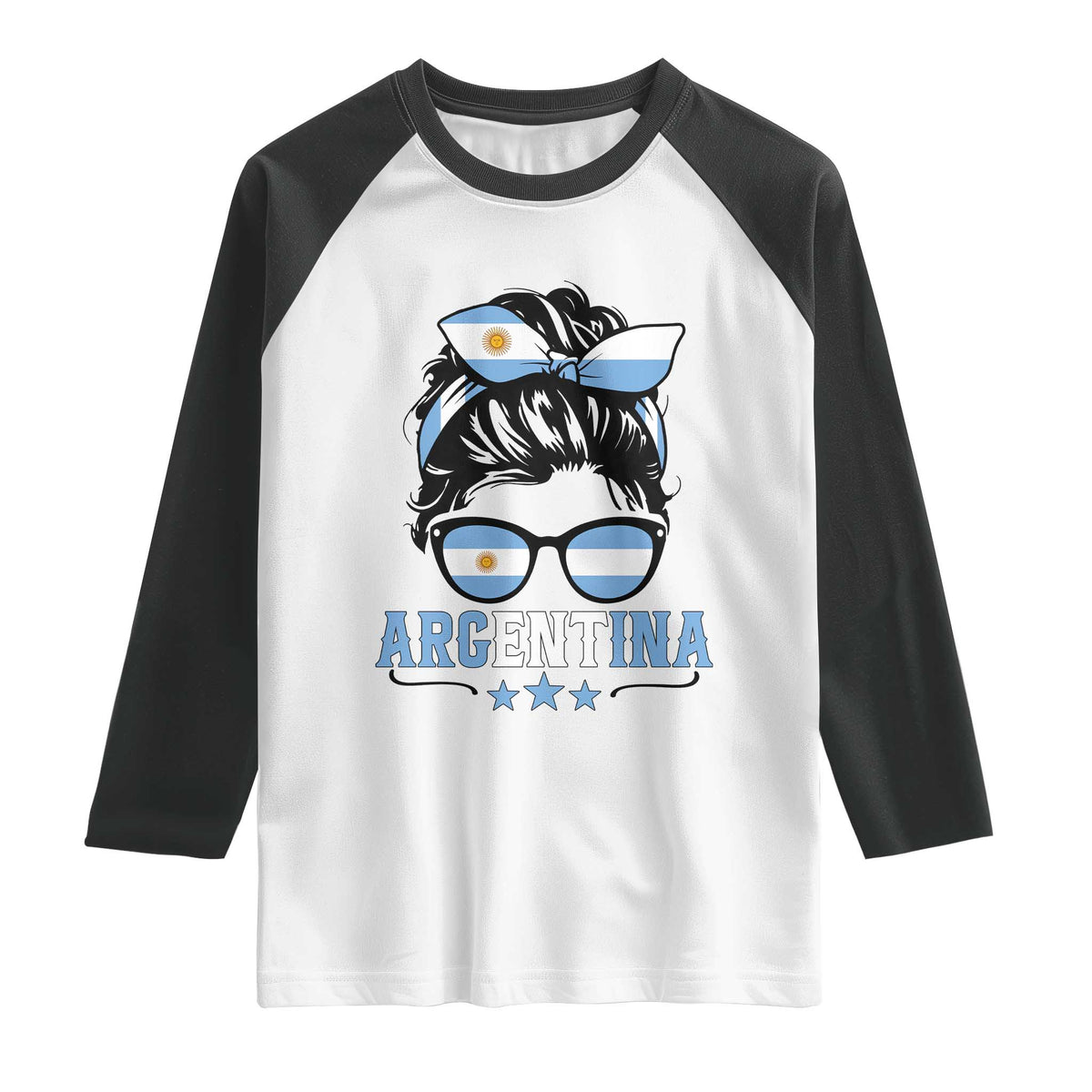 Argentina Messy Bun Proud Argentinian Flag Raglan Shirt