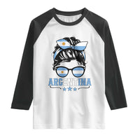 Argentina Messy Bun Proud Argentinian Flag Raglan Shirt