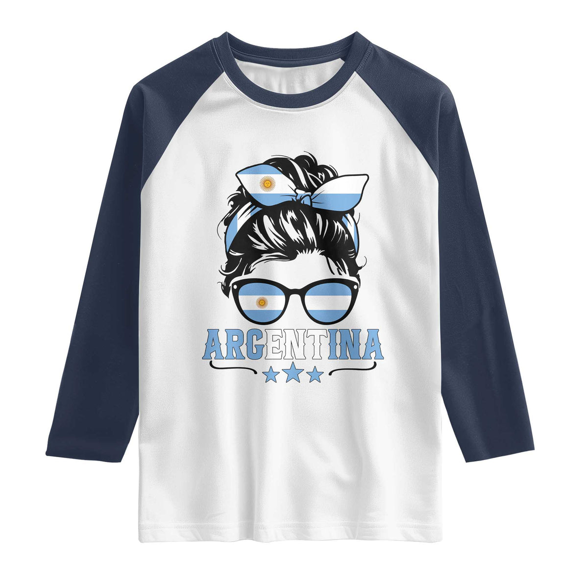 Argentina Messy Bun Proud Argentinian Flag Raglan Shirt