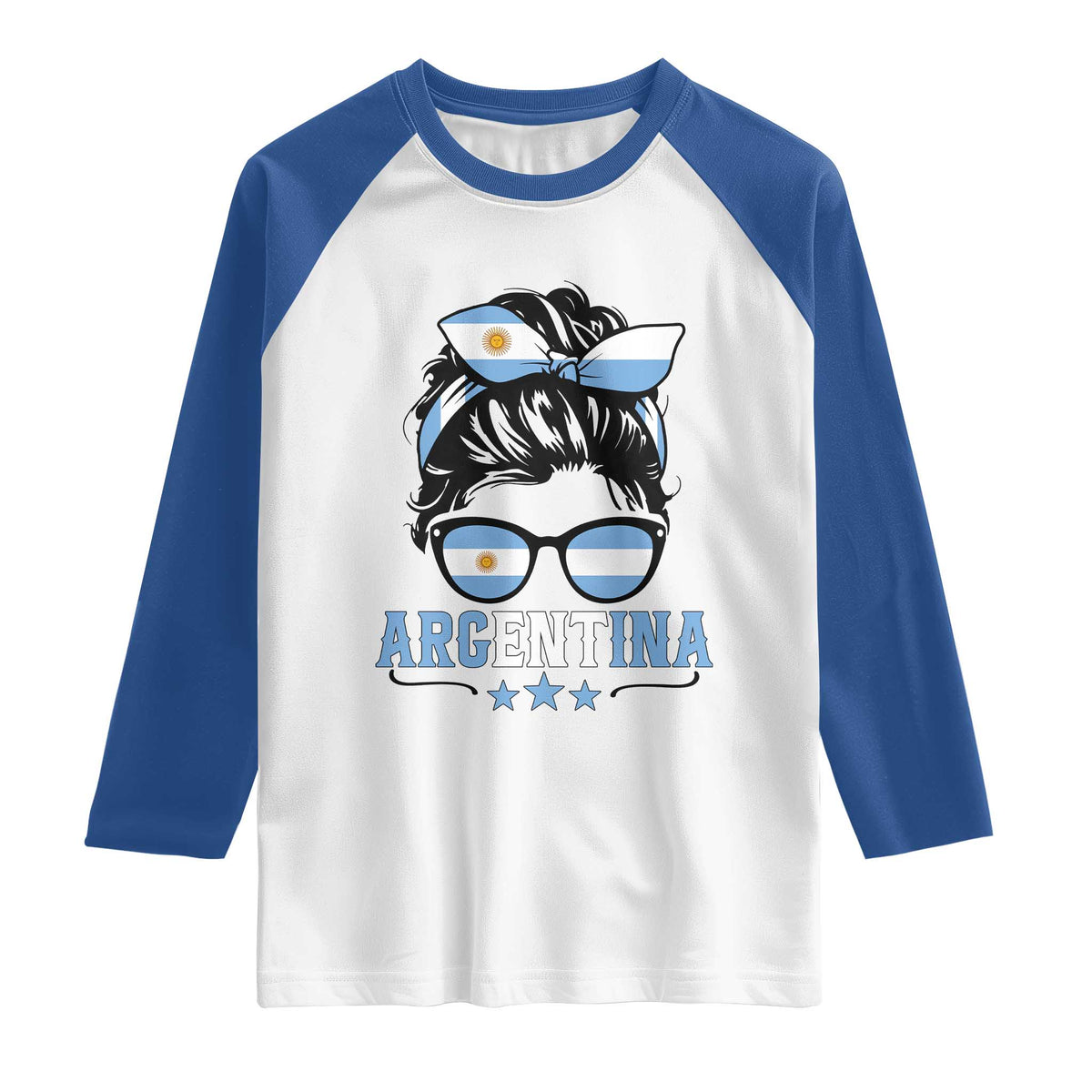 Argentina Messy Bun Proud Argentinian Flag Raglan Shirt